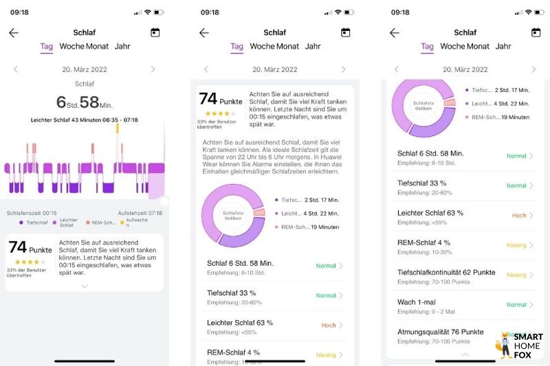 Вы можете просмотреть записанные данные сна в приложении.